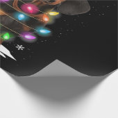 ダックスフントのクリスマスライトと雪 ラッピングペーパー (角)