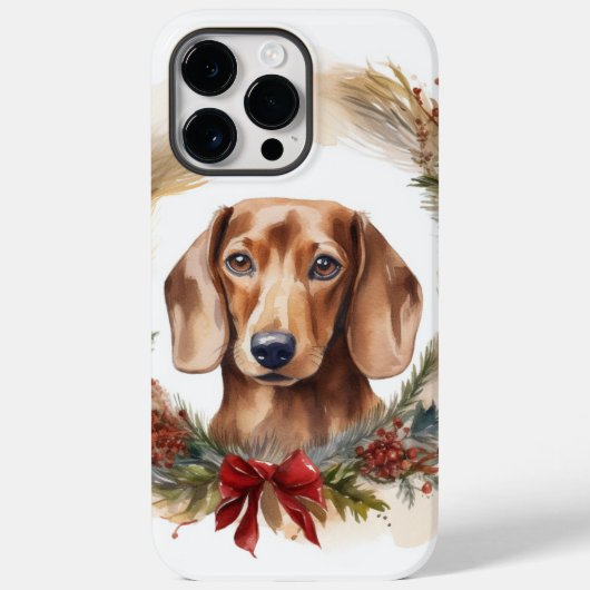 ダックスフントのクリスマスリース フェスティブな仔犬  Case-Mate iPhoneケース (裏面)