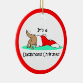 ダックスフントのクリスマス セラミックオーナメント (右)
