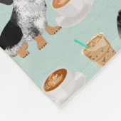 ダックスフントのコーヒーデザイン フリースブランケット (角)