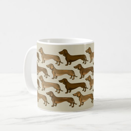 ダックスフントのコーヒー・マグを繰り返すこと コーヒーマグカップ (正面左)