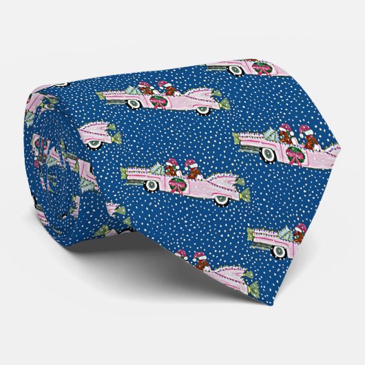 ダックスフントのサンタのクリスマスのキャデラックのタイ ネクタイ (ロール)