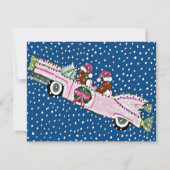 ダックスフントのサンタのクリスマスのキャデラックの招待状 招待状 (正面)