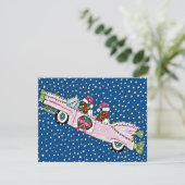 ダックスフントのサンタのクリスマスキャデラック招待状 招待状 (スタンド正面)
