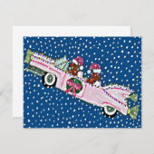 ダックスフントのサンタのクリスマスキャデラック招待状 招待状 (正面/裏面)