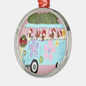 ダックスフントのサンタのクリスマスヴァン メタルオーナメント (左)