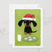 ダックスフントのサンタの休日のおもしろいなウインナー犬のクリスマス シーズンポストカード (正面/裏面)