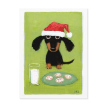 ダックスフントのサンタの休日のおもしろいなウインナー犬のクリスマス
