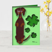 ダックスフントのシドニーセントパトリック日カード カード (黄色い花)