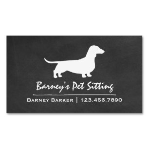 ダックスフントのシルエットのウインナー犬の黒板のスタイル マグネット名刺