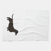 ダックスフントのシルエットのウインナー犬のDoxieのダックスフンド キッチンタオル (横)