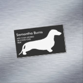 ダックスフントのシルエットの白 + あなたのアイディア マグネット名刺 (インサイチュ)