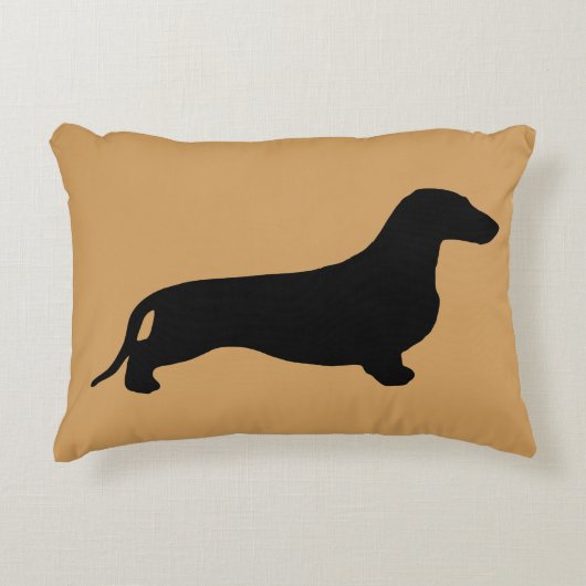 ダックスフントのシルエットの黒 + あなたのアイディア アクセントクッション (正面)