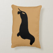 ダックスフントのシルエットの黒 + あなたのアイディア アクセントクッション (裏面(縦))