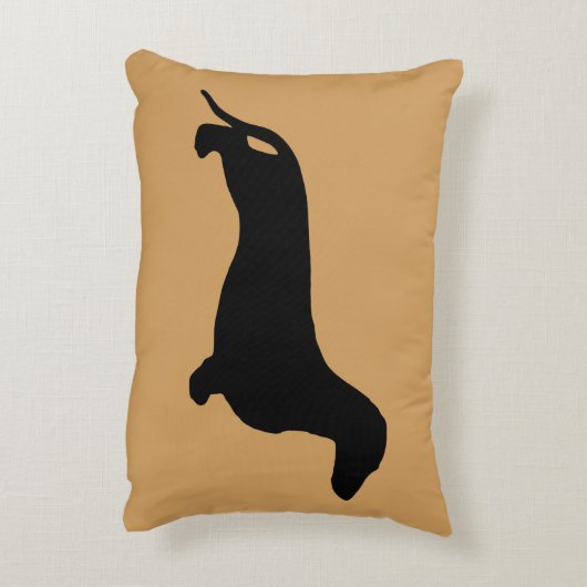 ダックスフントのシルエットの黒 + あなたのアイディア アクセントクッション (裏面(縦))