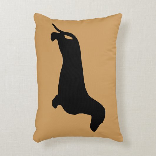 ダックスフントのシルエットの黒 + あなたのアイディア アクセントクッション (正面(垂直))