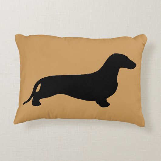 ダックスフントのシルエットの黒 + あなたのアイディア アクセントクッション (裏面)