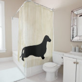 ダックスフントのシルエットの黒 + あなたのアイディア シャワーカーテン (インサイチュ)