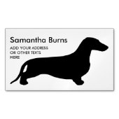 ダックスフントのシルエットの黒 + あなたのアイディア マグネット名刺 (正面)