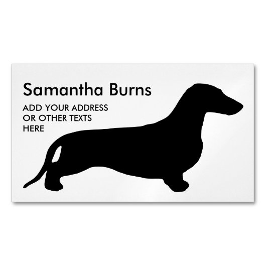ダックスフントのシルエットの黒 + あなたのアイディア マグネット名刺 (正面)