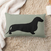 ダックスフントのシルエットの黒 + あなたのアイディア ランバークッション (ブランケット)