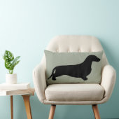 ダックスフントのシルエットの黒 + あなたのアイディア ランバークッション (椅子)