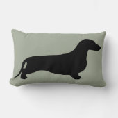 ダックスフントのシルエットの黒 + あなたのアイディア ランバークッション (正面)