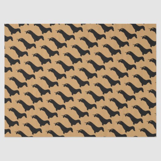 ダックスフントのシルエットの黒 + あなたのアイディア 薄葉紙 (正面)