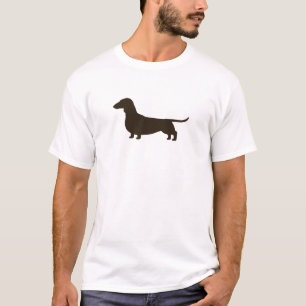 ダックスフントのシルエット のかわいいウインナー犬の恋人 Tシャツ
