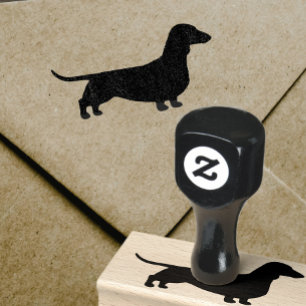 ダックスフントのシルエット の滑らかな上塗を施してあるウインナー犬 ラバースタンプ