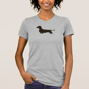 ダックスフントのシルエット の滑らかな髪のウインナー犬 Tシャツ