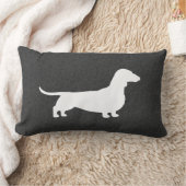 ダックスフントのシルエット-短い髪のウインナー犬 ランバークッション (ブランケット)