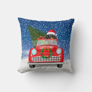 ダックスフントのドッグドライバー クリスマススノー クッション