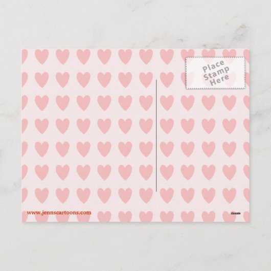 ダックスフントのバレンタインのキスのかわいいウインナーは愛の後をつけます シーズンポストカード (裏面)