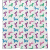 ダックスフントのパステルの水彩画を雨が降っています シャワーカーテン (正面)