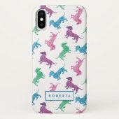 ダックスフントのパステル調の水彩画のDoxieパターンを雨が降ること Case-Mate iPhoneケース (裏面)