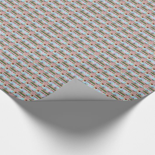 ダックスフントのヒッピーのサンタのヴァンの包装紙30" x6 ラッピングペーパー (角)