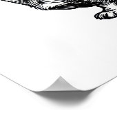 ダックスフントのビンテージ風彫刻イラスト ポスター (角)