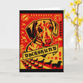 ダックスフントのプロパガンダ カード (黄色い花)