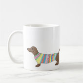 ダックスフントのマグのかわいいウインナー犬のダックスフントのマグ コーヒーマグカップ (左)