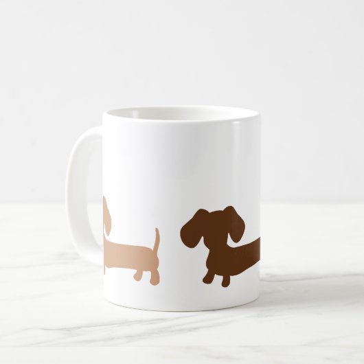 ダックスフントのマグの男らしいブラウン色 コーヒーマグカップ (正面左)