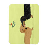 ダックスフントのヤドリギのキス-ウインナー犬のクリスマス マグネット (縦)