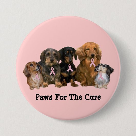 ダックスフントの乳癌ボタン 缶バッジ (正面)