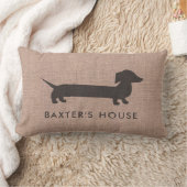 ダックスフントの家の甘い家のレトロのフェイクなバーラップ ランバークッション (ブランケット)