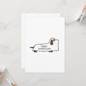 ダックスフントの幽霊のハロウィンのおもしろいなスケッチ カード (正面/裏面インサイチュ)