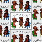 ダックスフントの弦楽三重奏のミュージシャンの生地 ファブリック (タイル)