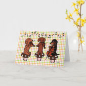 ダックスフントの弦楽三重奏のミュージシャンカード カード (黄色い花)