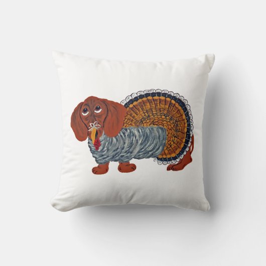 ダックスフントの感謝祭トルコ クッション (正面)