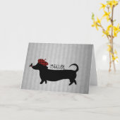 ダックスフントの挨拶状 カード (黄色い花)