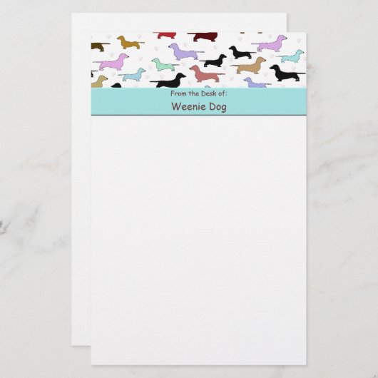 ダックスフントの文房具の紙 便箋 (正面/裏面)